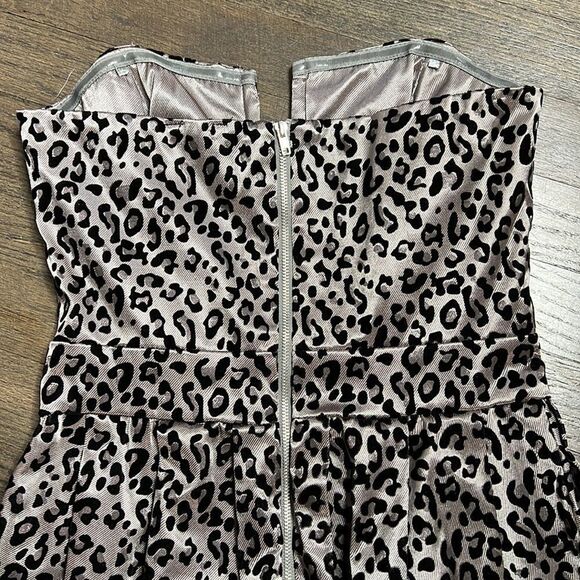 Tfnc london Stretch Cotton & Velvet Animal Print Strapless Mini Dress - Picture 5 of 8